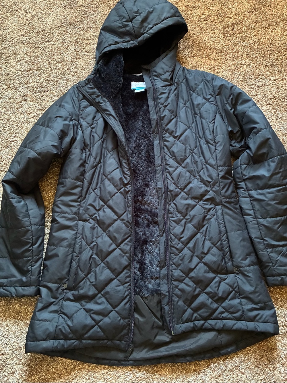 Black Columbia Lined Hooded Jacket- Medium